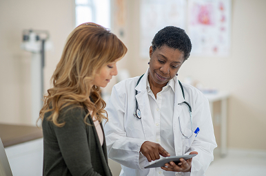 Patient discussing abortion pill reversal care with a healthcare provider